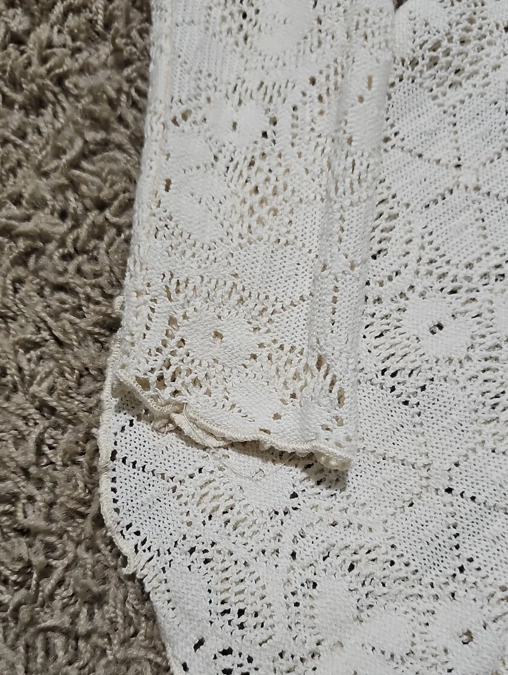 Free People In The Meadow Tee Ivory Crochet Lace XS Long-Sleeve Top